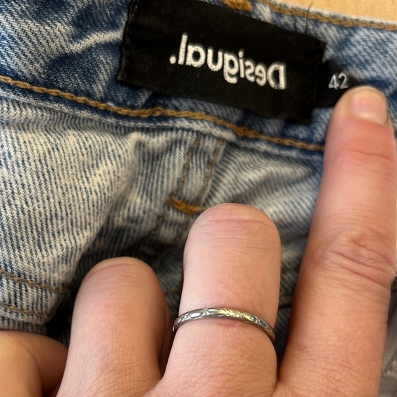 Desigual Straight Cropped Ombre Japanese Jeans 14 US Medium Light Wash - Picture 10 of 13